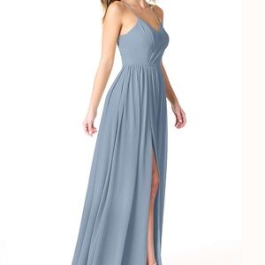 Azazie Cora Bridesmaids Dress — Dusty Blue — Size 6